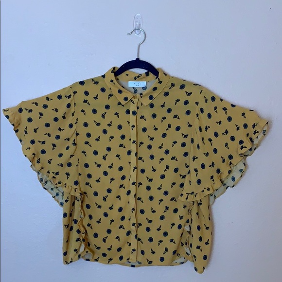 Eloise Mustard Colored Floral Print Top - Picture 2 of 5